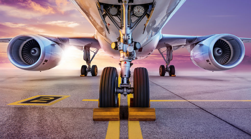 modern aircraft on an airfield